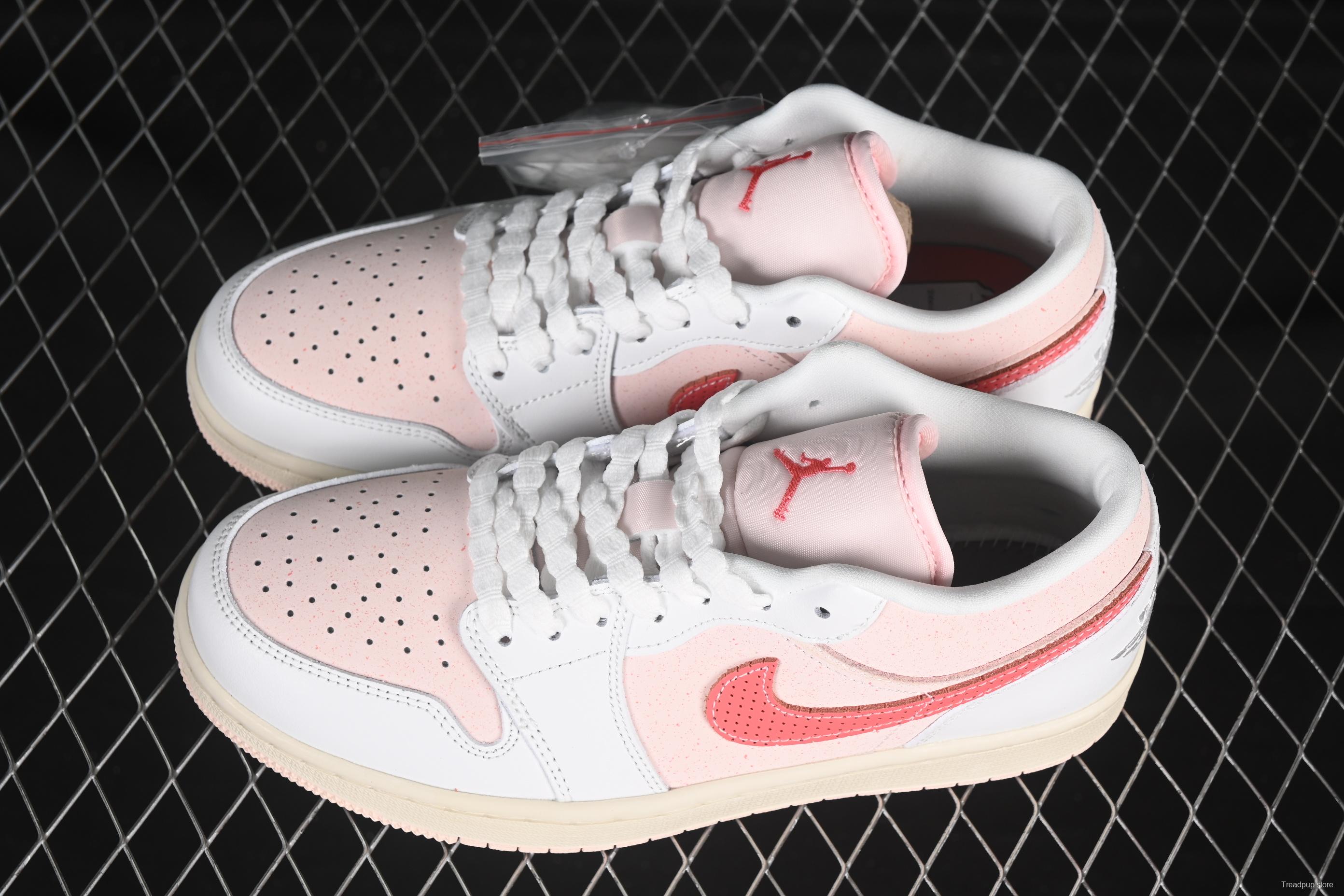 Nike Air Jordan 1 Low AJ1 White Pink Low-Top Casual Lifestyle Sneakers - IB8156-133