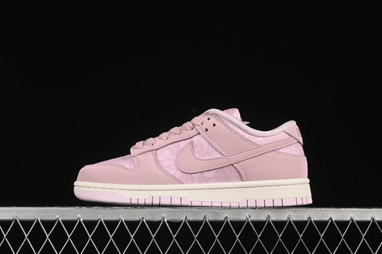 Nike SB Dunk Low Regal Pink Low-Top Casual Skate Shoes with Lace Floral Pattern - HJ5870-600