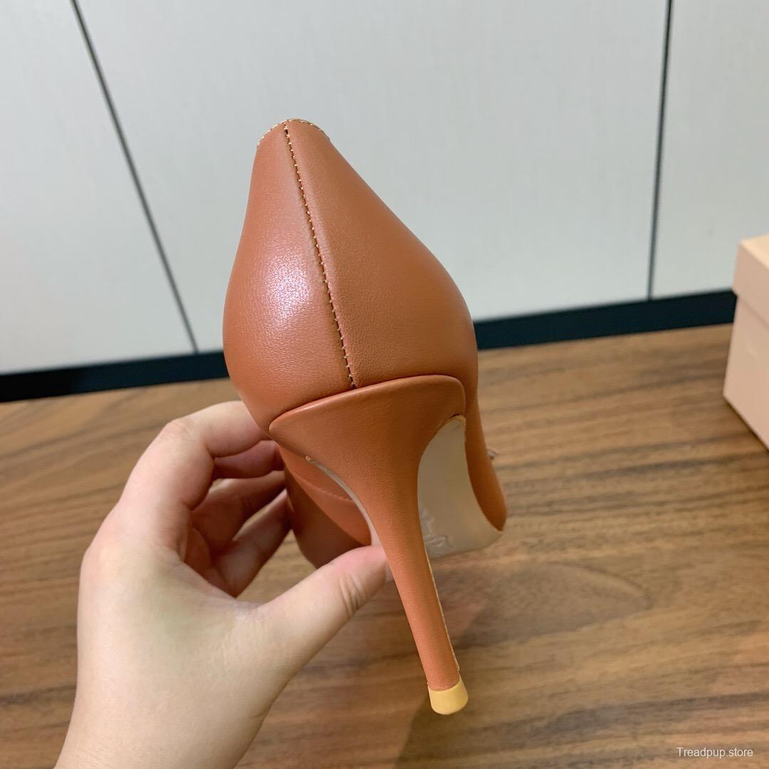 2025 Women Gianvito Rossi Brown Leather Heels KFY00300