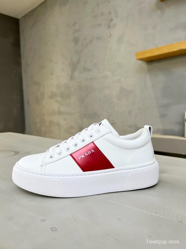2024 Women Prada White Red Leather Sneakers MJ00310