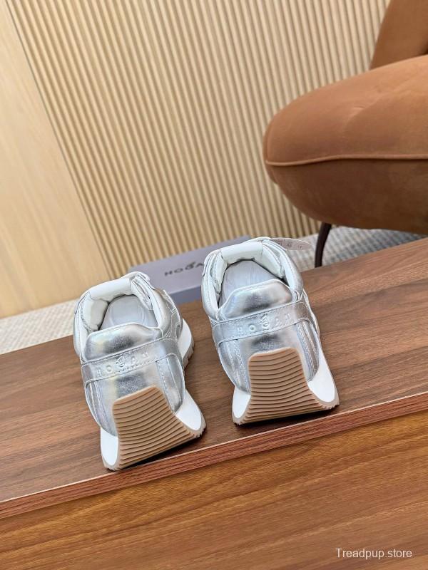 2025 Unisex HOGAN Silver Leather Sneakers