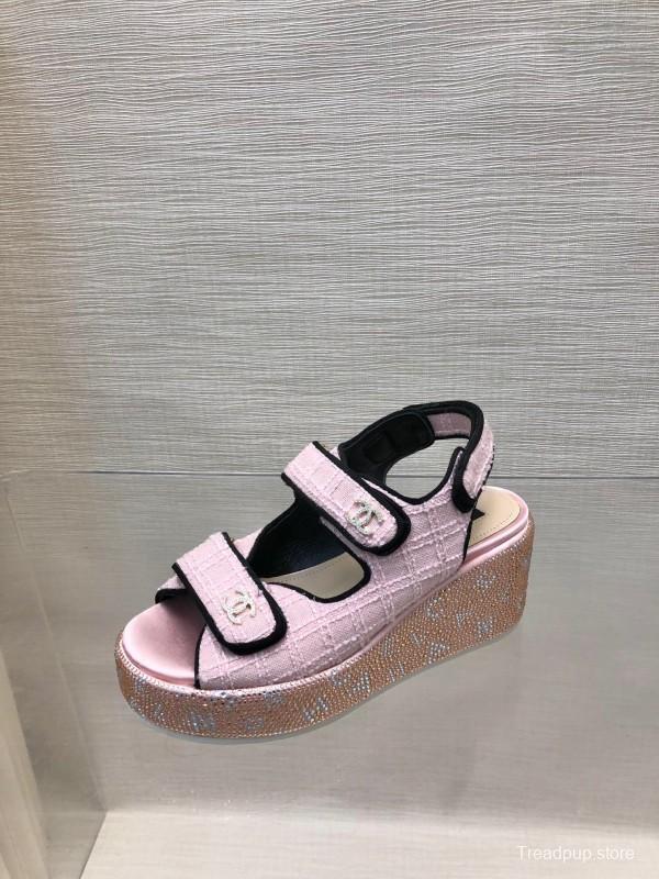 2025 Women Chanel Pink Leather Sandals LY00330