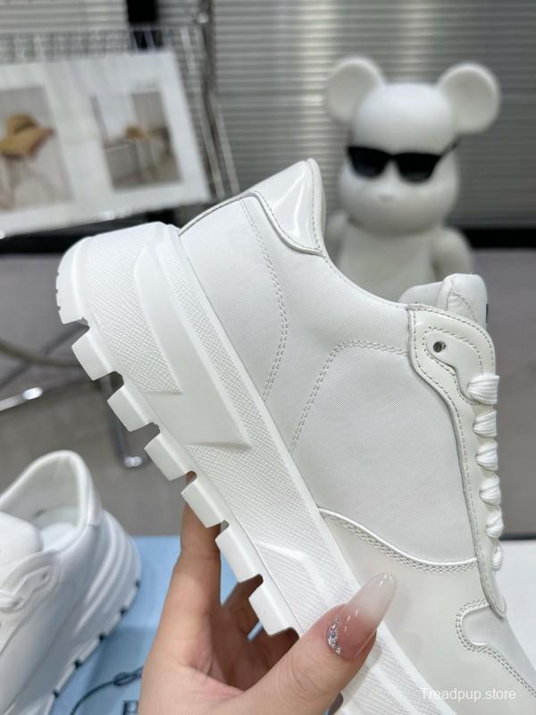 2025 Women Prada White Leather Sneakers