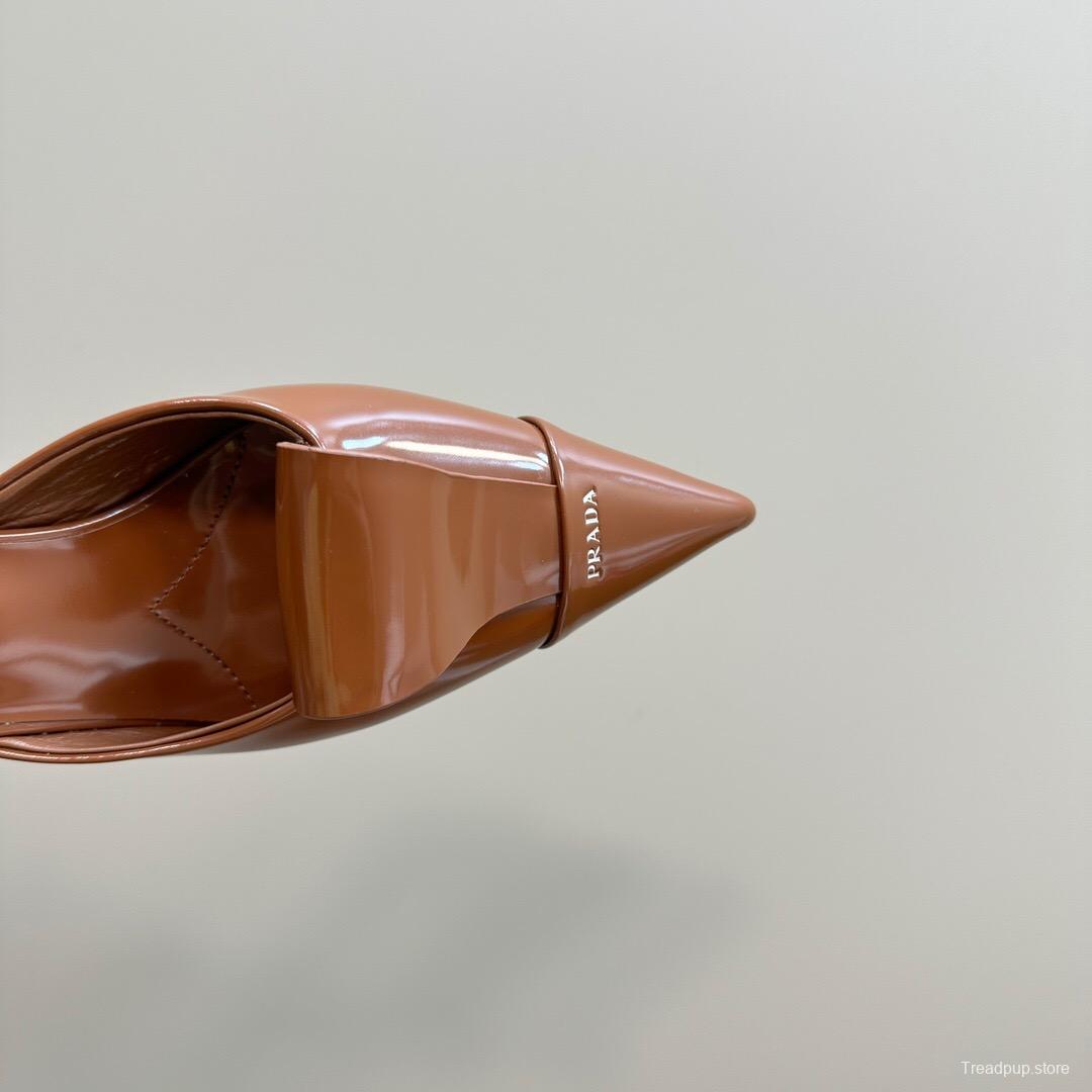 2025 Women Prada Brown Leather Mules KFY00310