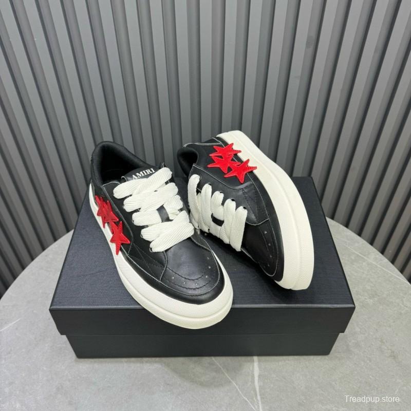 2024 Unisex Amiri Black Red Leather Sneakers MJ00300