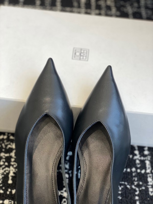 2025 Women Toteme Black Leather Slingback Pumps