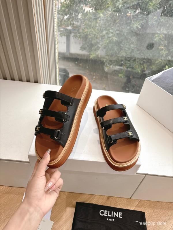 2025 CELINE Black Leather Slippers