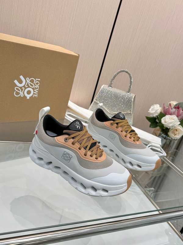 2025 Unisex Loewe White Army Green Orange Blue Black Polyester Mesh Running Shoes Collaboration KFY00300