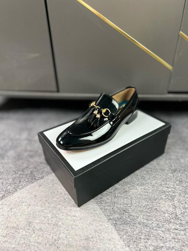 2024 Men Gucci Black Leather Loafer MJ00280