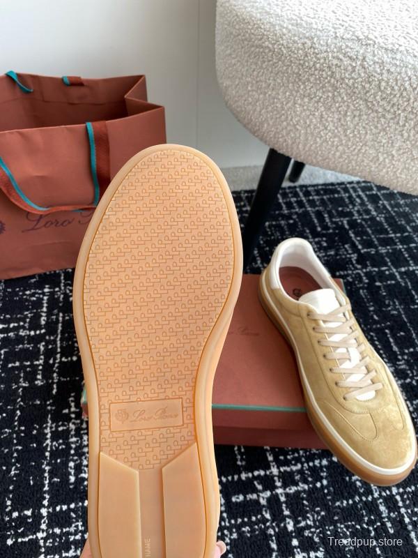 2024 Unisex Loro Piana Beige White Leather Suede Casual Shoes MJ00320