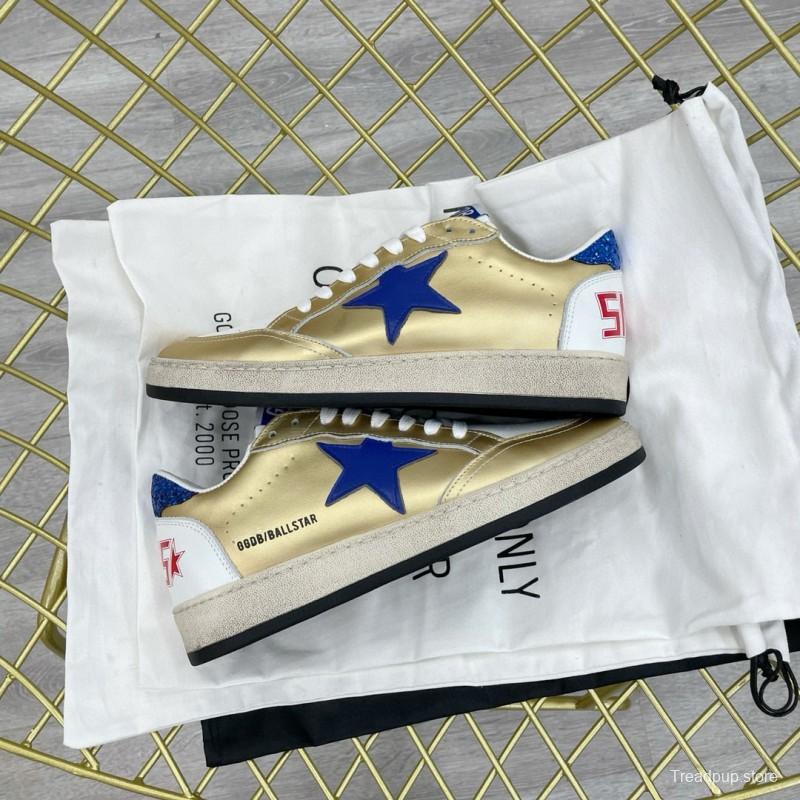 2024 Unisex GGDB Gold Blue White Leather Sneakers MJ00260