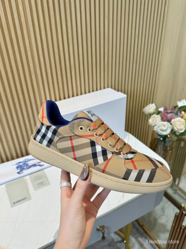 2024 Unisex Burberry Beige Black Red Cotton TPU Sneakers MJ00320