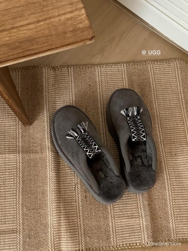 2024 UGG Gray Suede Slippers Tassel MJ00230