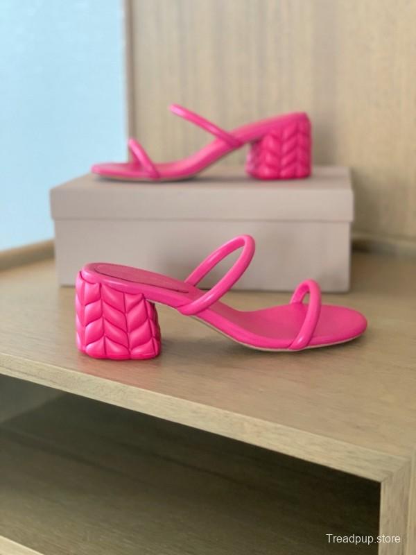 2025 Women Gianvito Rossi Pink Leather Sandals KFY00260