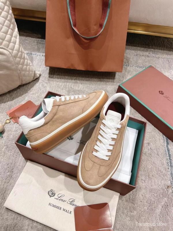 2025 Unisex Le Parmentier Beige White Soft Leather Sneakers Top Version LY00320(F)/LY00330(M)