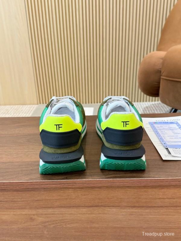 2025 Unisex TOM FORD Green Yellow White Suede Leather Sneakers LY00360(F)/LY00370(M)