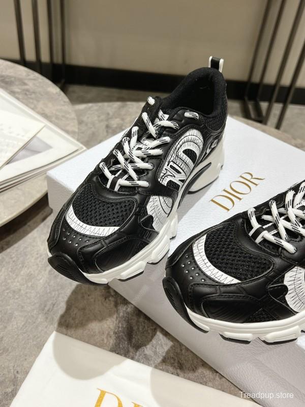 2025 Women Dior Black Leather Mesh Sneakers