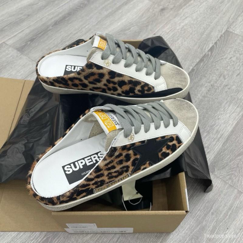 2025 GGDB White Black Leopard Print Suede Leather Slip-On Sneakers