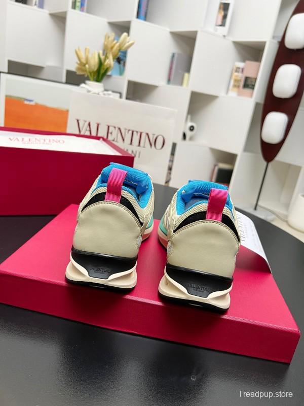 2024 Unisex Valentino Blue Beige Mesh TPU Sneakers Vlogo LY00410