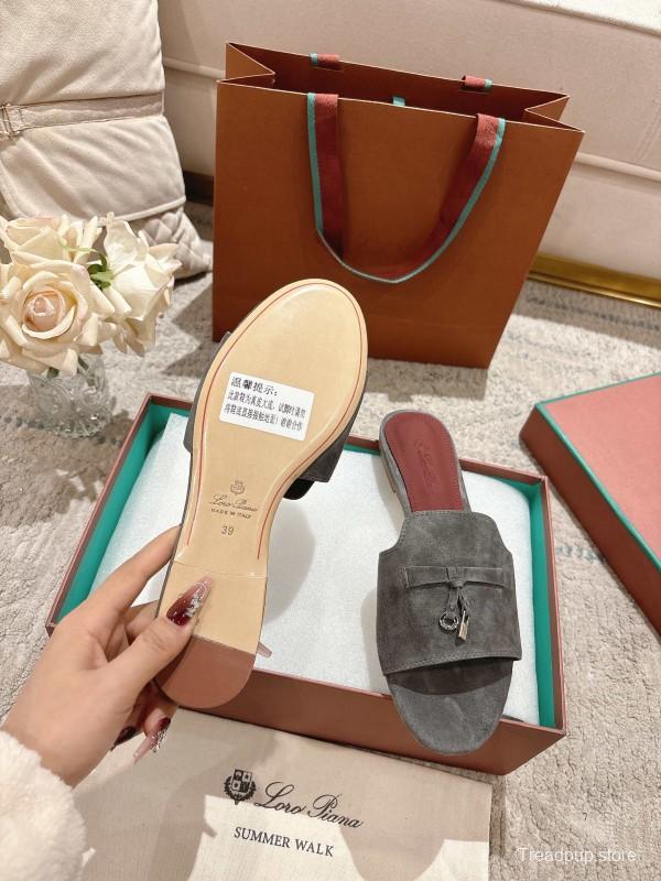 2025 Slippers LP Grey Suede Slippers LY00270