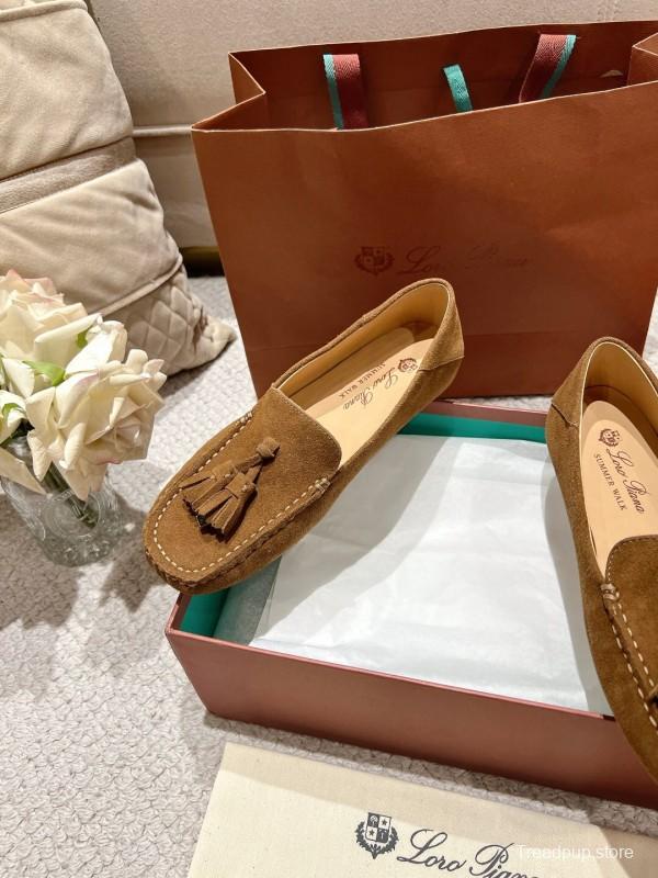2025 Women LP Brown Suede Loafers Tassel LY00291