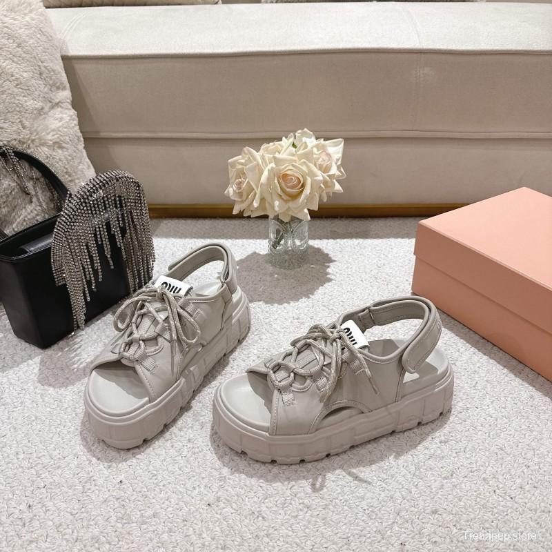 2025 Women Miu Miu White Lycra Sandals LY00280