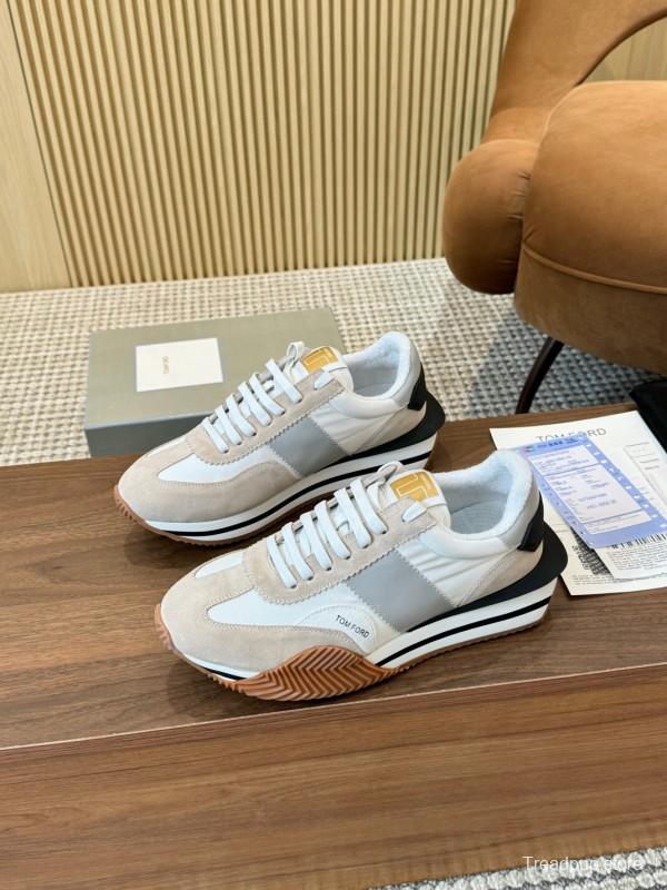 2025 Unisex TOM FORD Beige White Black Leather Suede Sneakers LY00360(F)/LY00370(M)