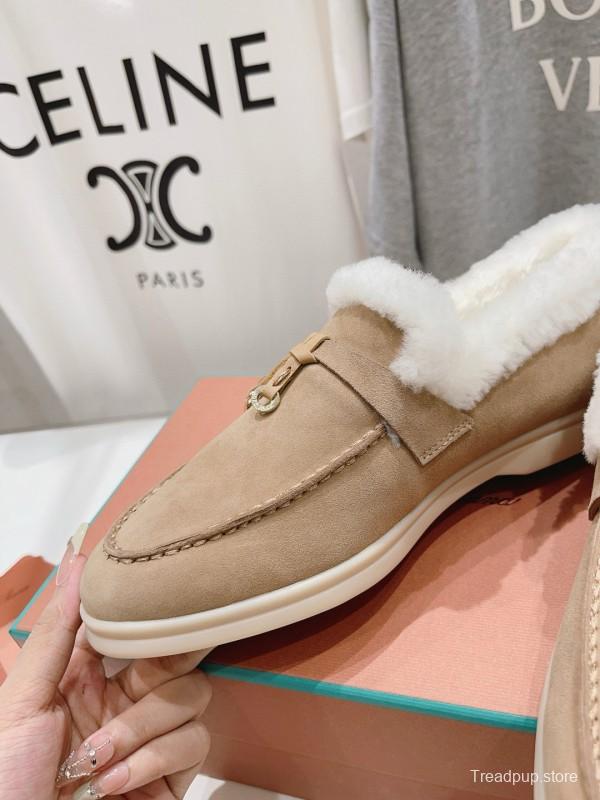 2024 Slippers LP Beige Suede Fur Loafers