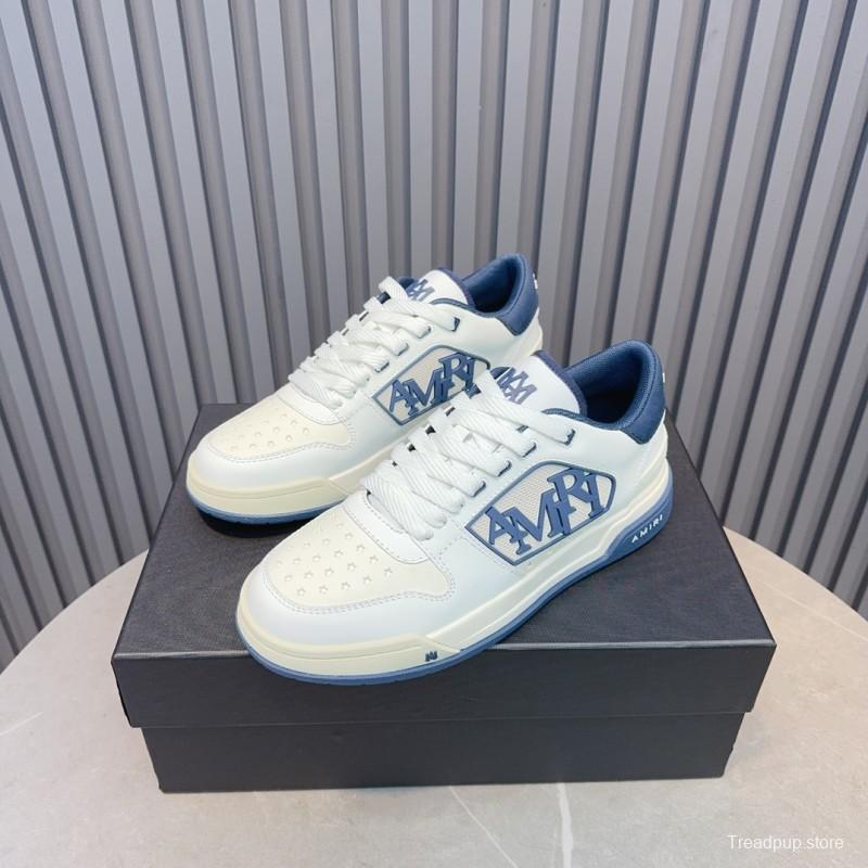 2025 Unisex Amiri White Blue Leather Sneakers MJ00360