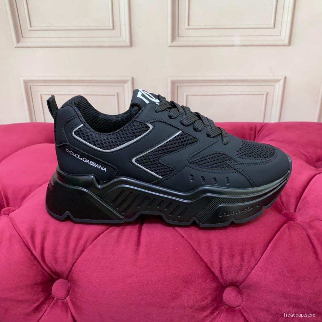 2025 Unisex Dolce Gabbana Black Mesh Leather Sneakers LY00330(F)/LY00340(M)