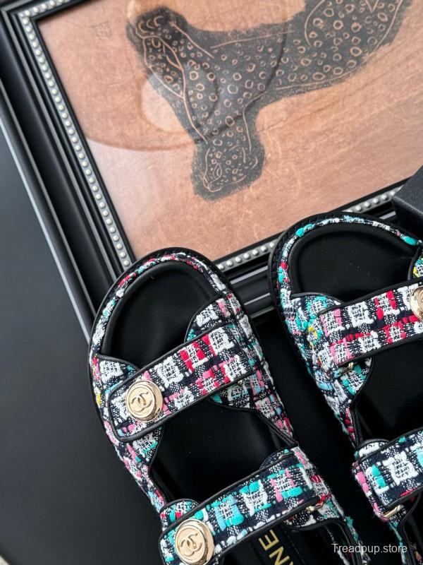 2025 Women Chanel Multicolor Fabric Sandals LY00320