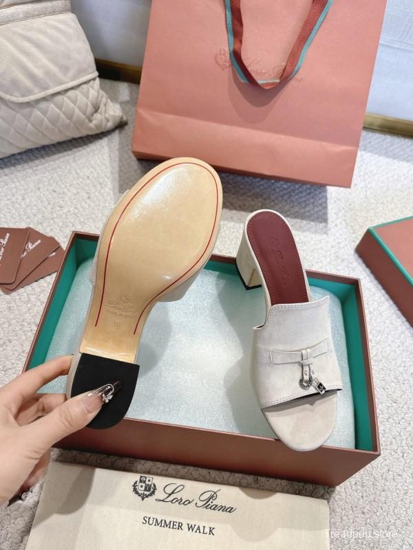 2025 Women Le Parmentier White Suede Heeled Shoes LY00360