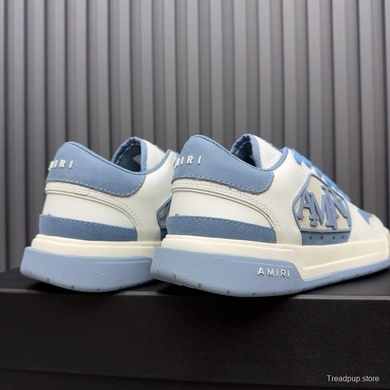 2025 Unisex Amiri White Light Blue Leather Sneakers MJ00360