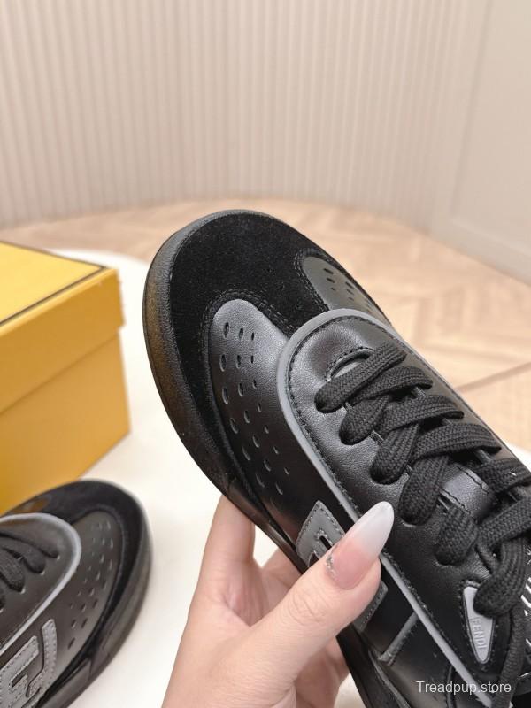 2025 Men Fendi Black Leather Sneakers LY00360(M)