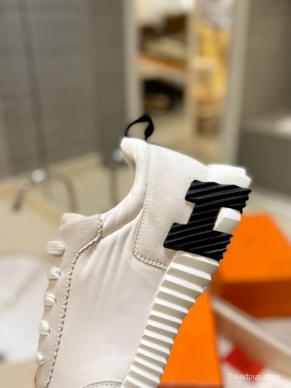 2024 Unisex Hermès White Imported Silk Lambskin Suede Sneakers MJ00320
