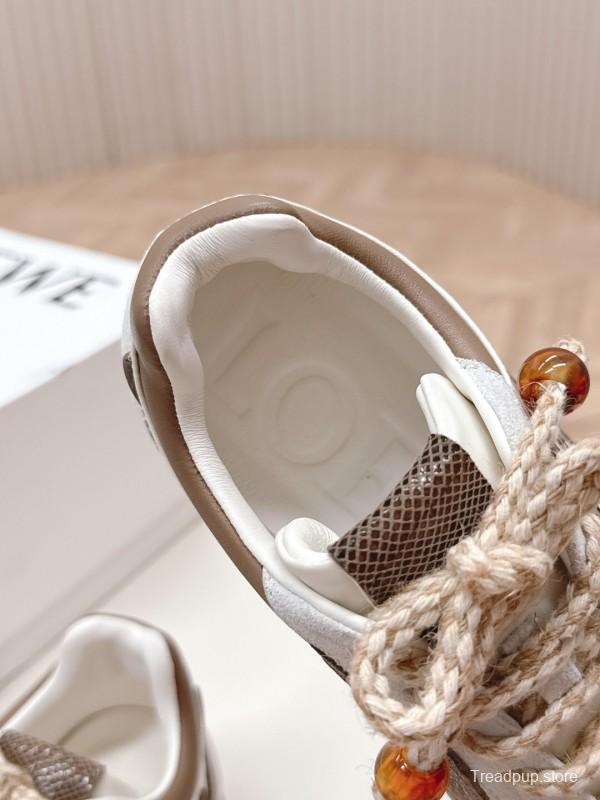 2025 Unisex Loewe Cream Suede Casual Sneaker With Embroidered Detailing KFY00300