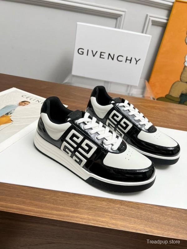 2024 Unisex Givenchy Black White Silk Calfskin Low Top Running Sneakers MJ00380