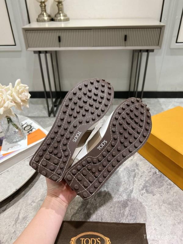 2025 Women TOD'S White Beige Suede Nylon Sneaker KFY00330