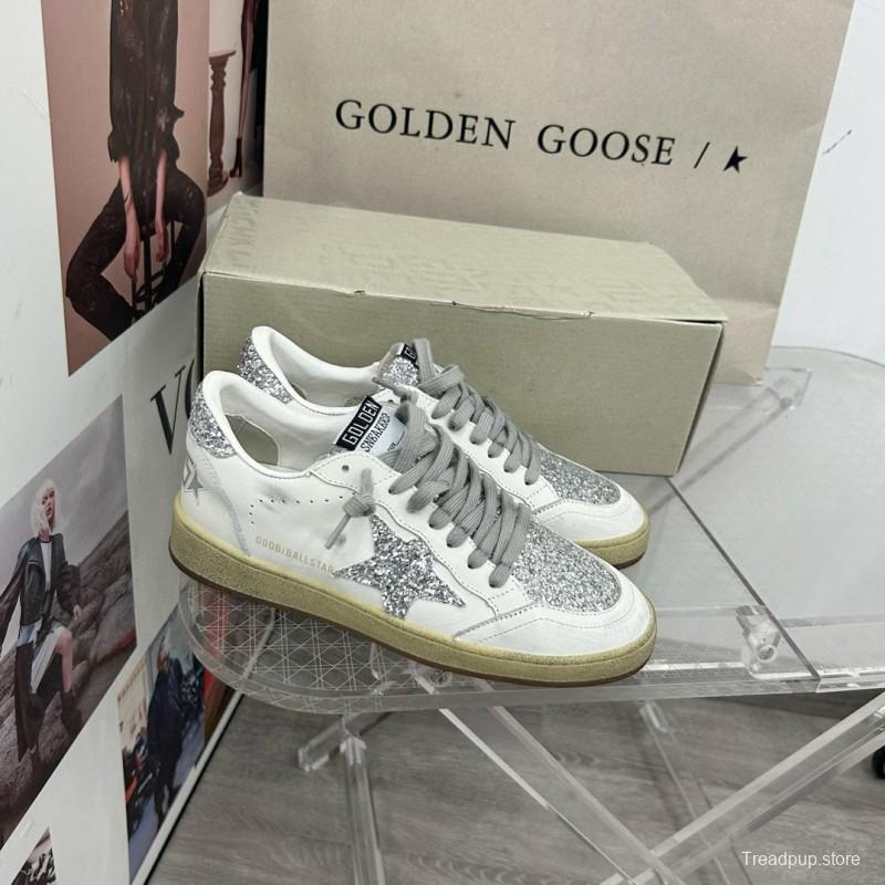 2024 Women GGDB White Silver Leather Suede Sneakers MJ00260