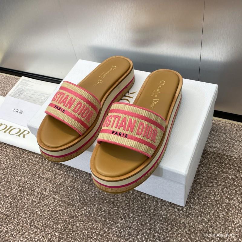 2025 Slippers Dior Pink Canvas Slide