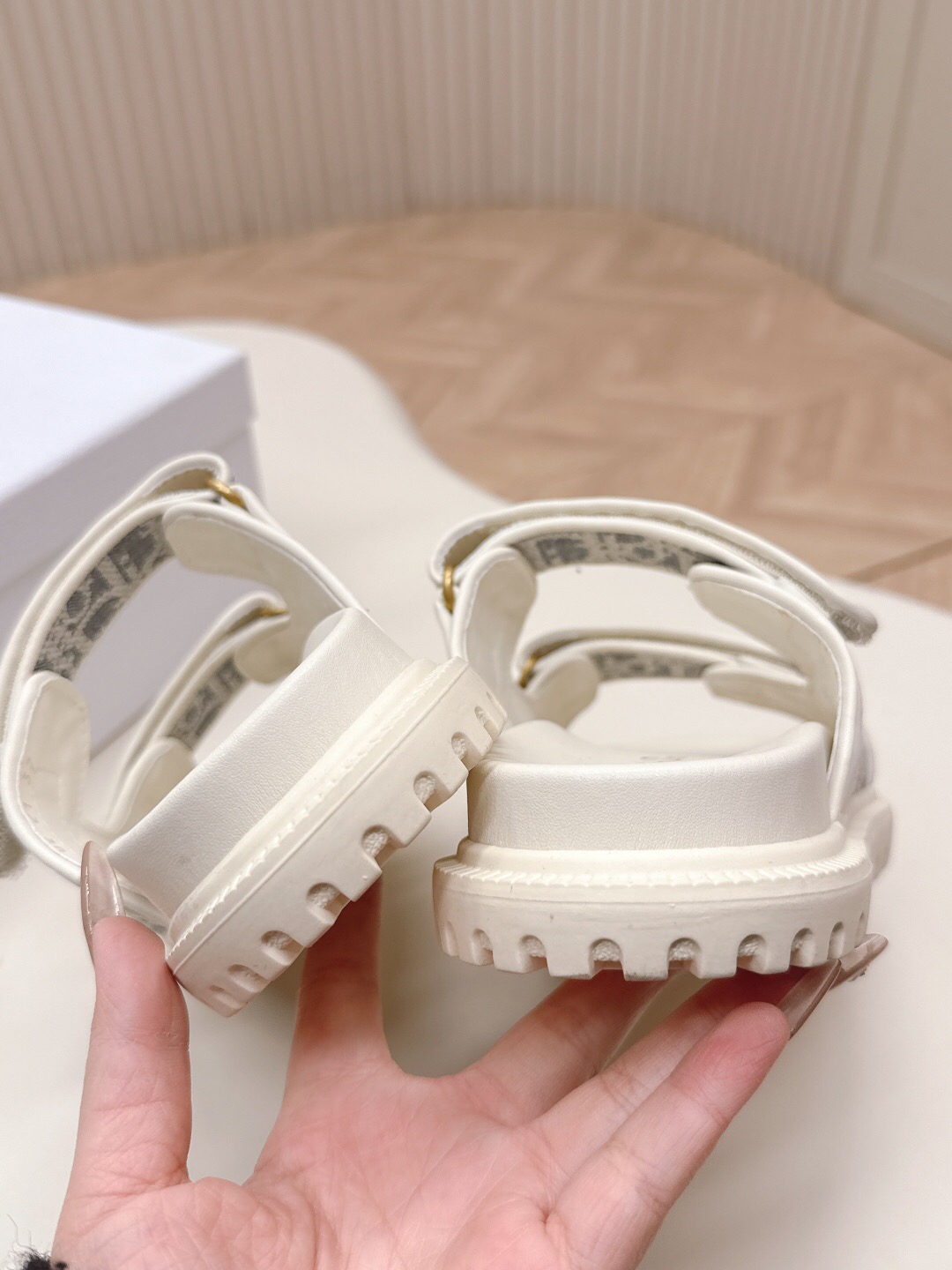 2025 Women Dior Gray Canvas Leather Sandals LY