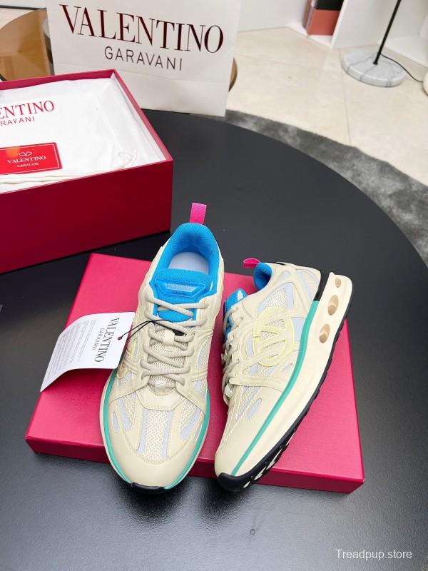 2024 Unisex Valentino Blue Beige Mesh TPU Sneakers Vlogo LY00410