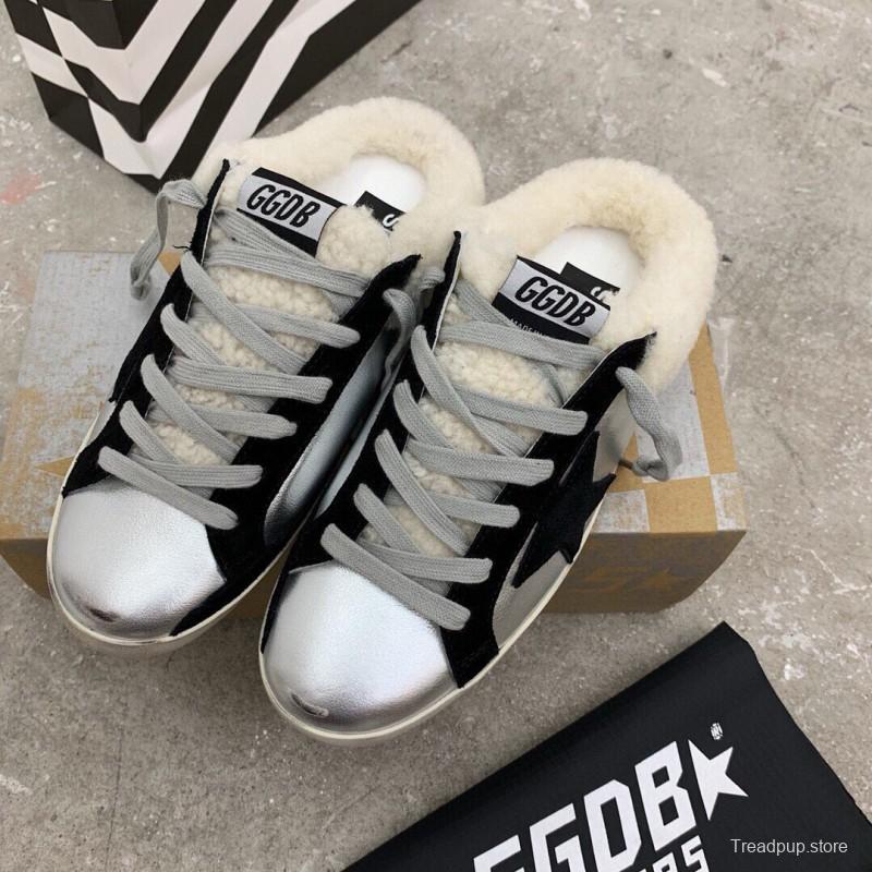 2024 Slippers GGDB White Black Leather Shearling Slippers MJ00280