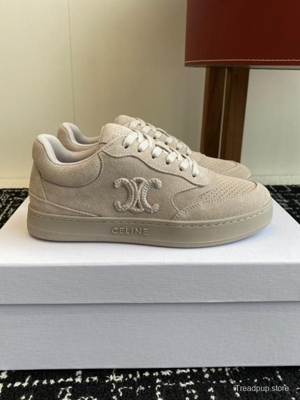 2025 Women Celine Beige Suede Sneakers KFY00310