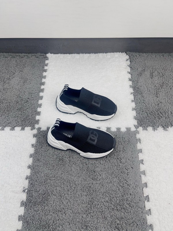 2024 Kids Dolce & Gabbana Black White Mesh Slip-On Sneakers