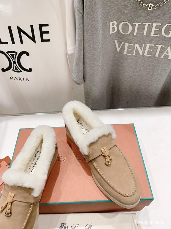 2024 Slippers LP Beige Suede Fur Loafers