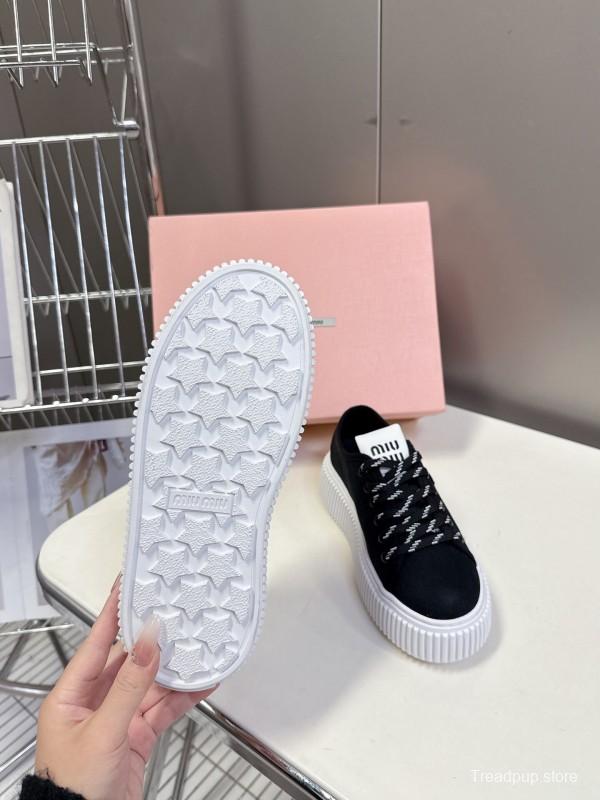 2025 Women Miu Miu Black Canvas Sneakers LY