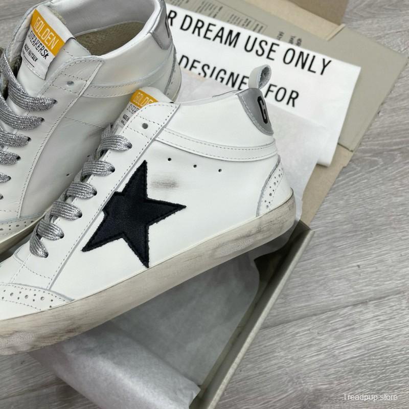 2024 Women GGDB White Black Leather Mid Star High Top Sneakers MJ00300