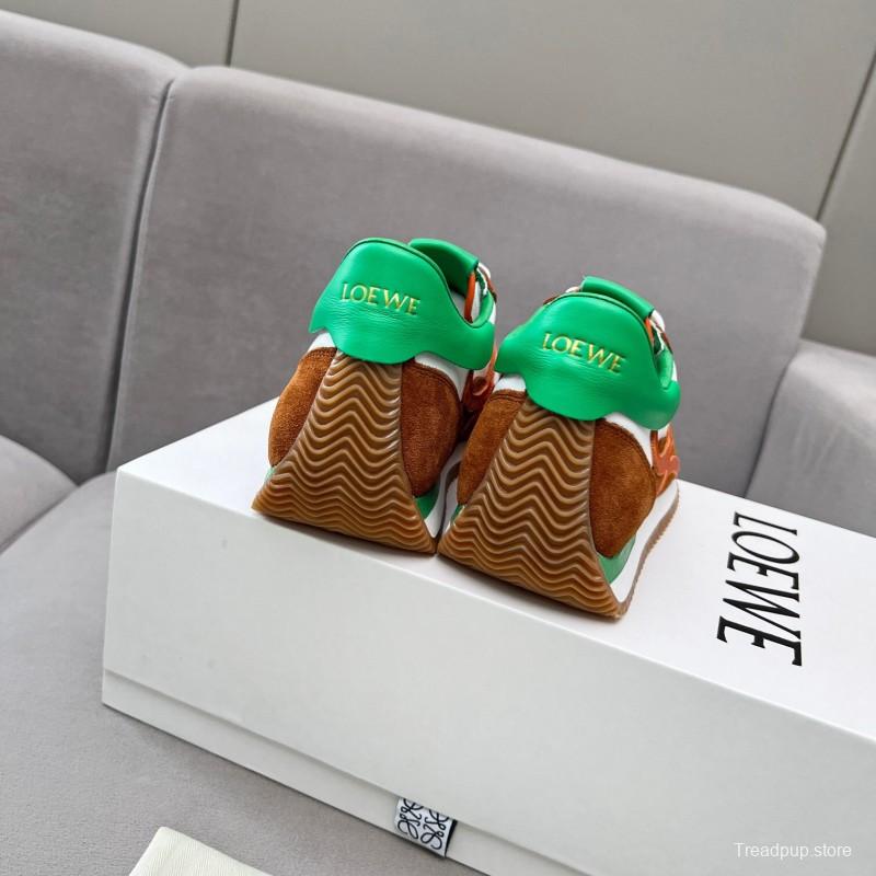 2025 Unisex Loewe Brown White Orange Green Leather Suede Sneakers LY00270