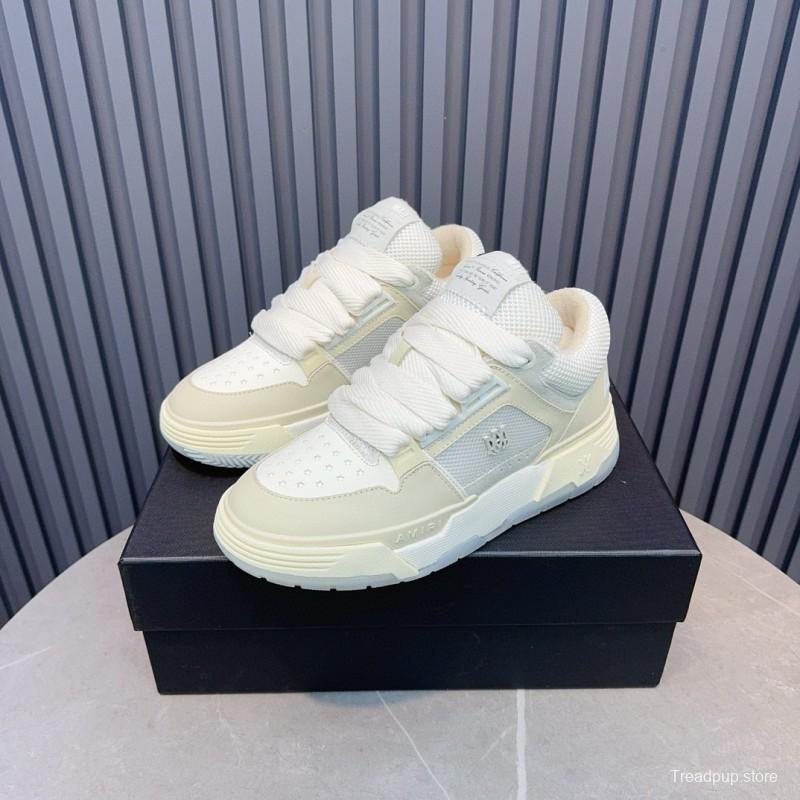 2024 Unisex Amiri White Mesh Leather Sneakers MJ00360